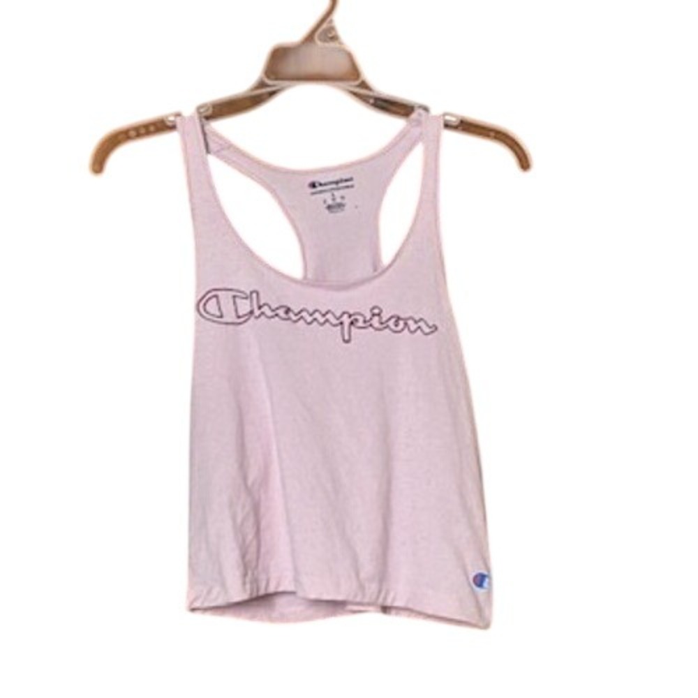 Champion Tank Top S Pink Racerback Logo Athletic Workout Fitness